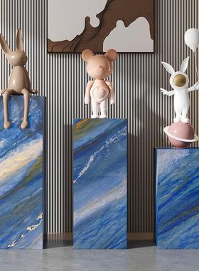 格兰云天岩板底座过道走廊入户玄关落地摆件大理石饰品摆台置物架