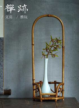 竹禅迹|竹制装饰摆饰 梅鹿竹凉炉架中式茶室茶台玄关桌面禅意摆件