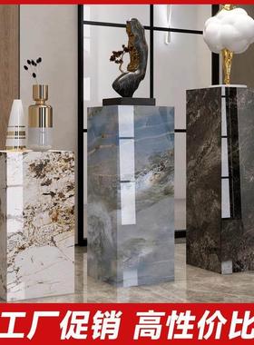 客厅玄关装饰落地大摆件岩板柱子展示台工艺品底座大理石墩子立柱