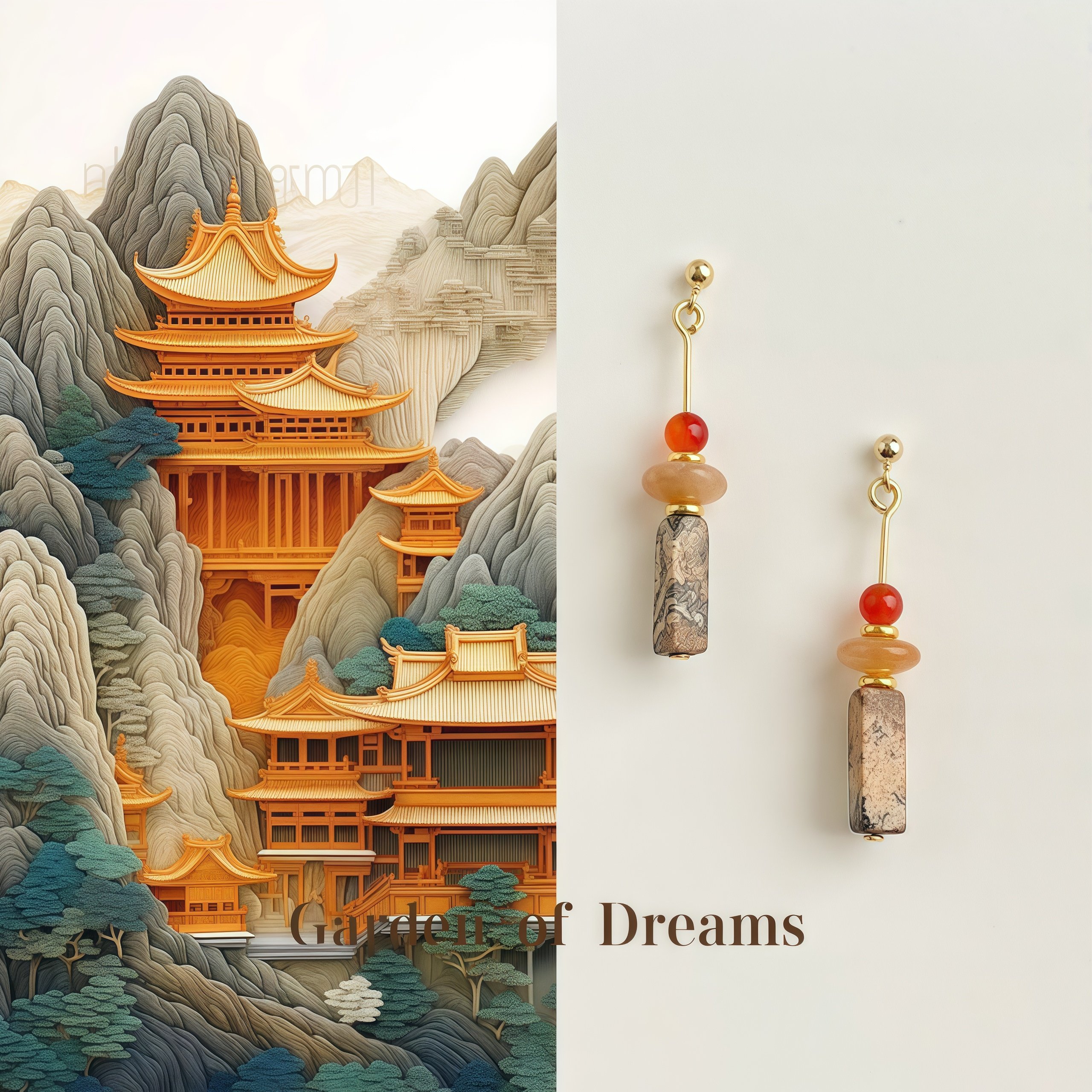 【落日熔金】国风天然石红玛瑙s925银长款耳钉复古文艺新中式耳饰