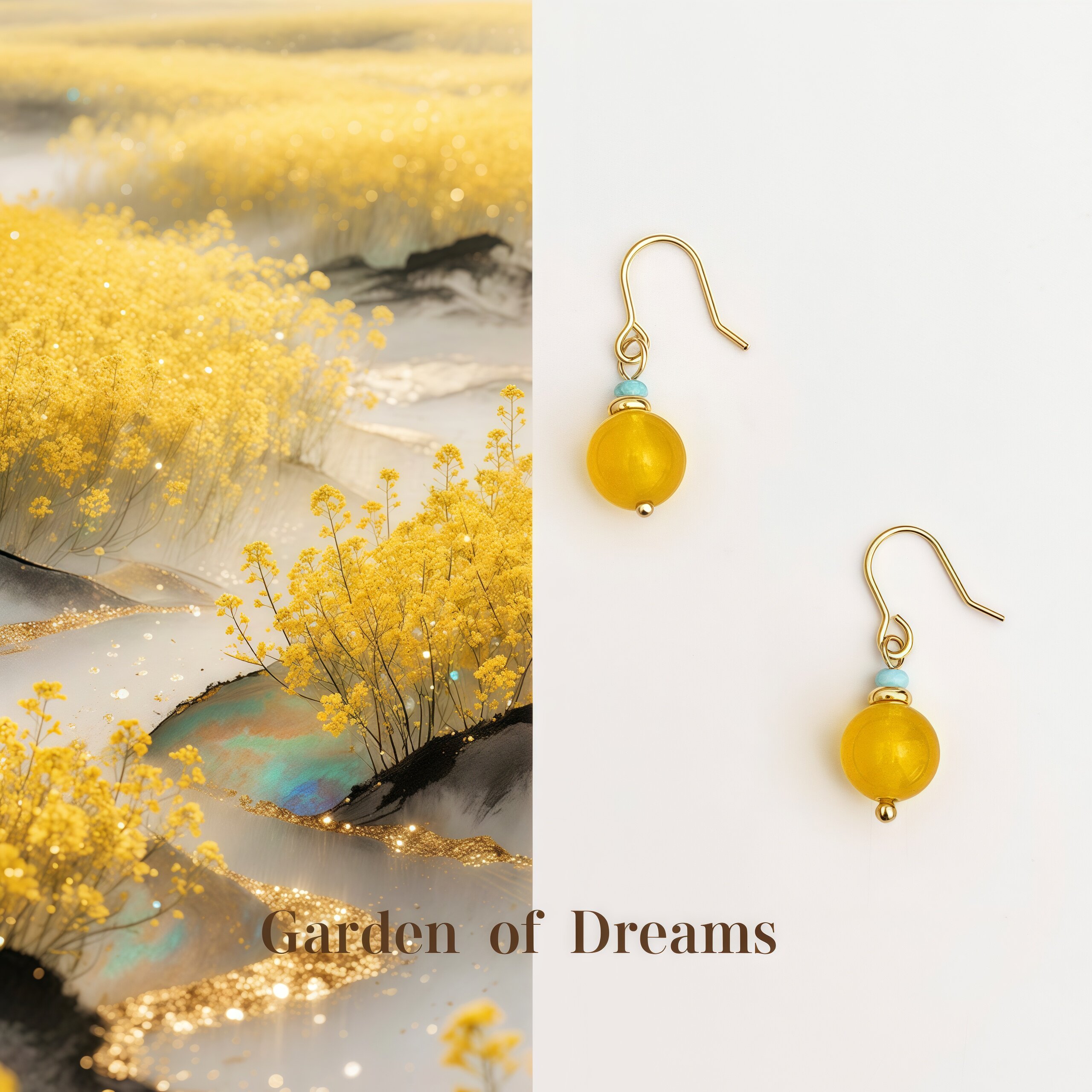 【金满堂】国风天然石黄玛瑙耳环复古文艺新中式耳钩气质高级耳饰