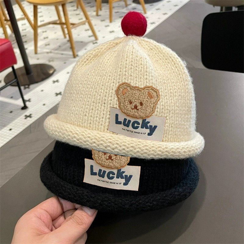 宝宝帽子秋冬款可爱奶嘴地主帽冬季保暖防风婴幼儿百搭针织毛线帽