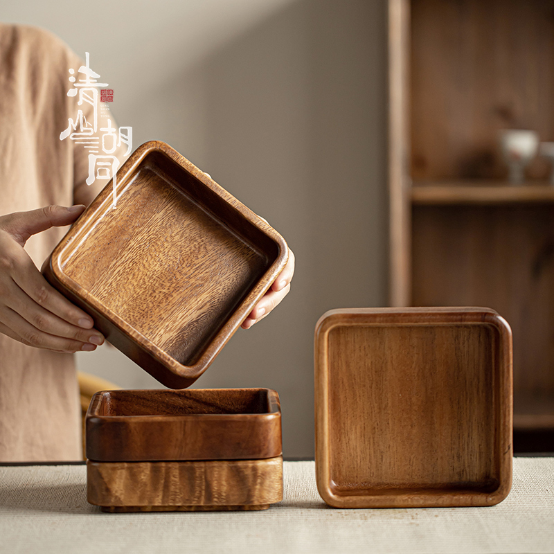 清山胡同胡桃木中式果盘茶点盘