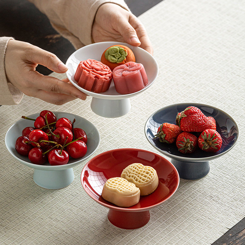 清山胡同家用陶瓷果盘中式复古高脚茶点盘客厅茶桌糕点点心零食盘,餐饮具,果盆/果盘/果篮,淘宝优惠券,粉丝福利购,淘宝优惠卷