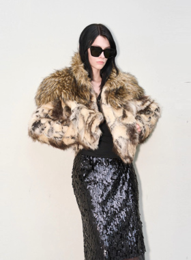 RIP THE TIE【原创正版】酷飒野性毛毛外套短款保暖披肩环保皮草