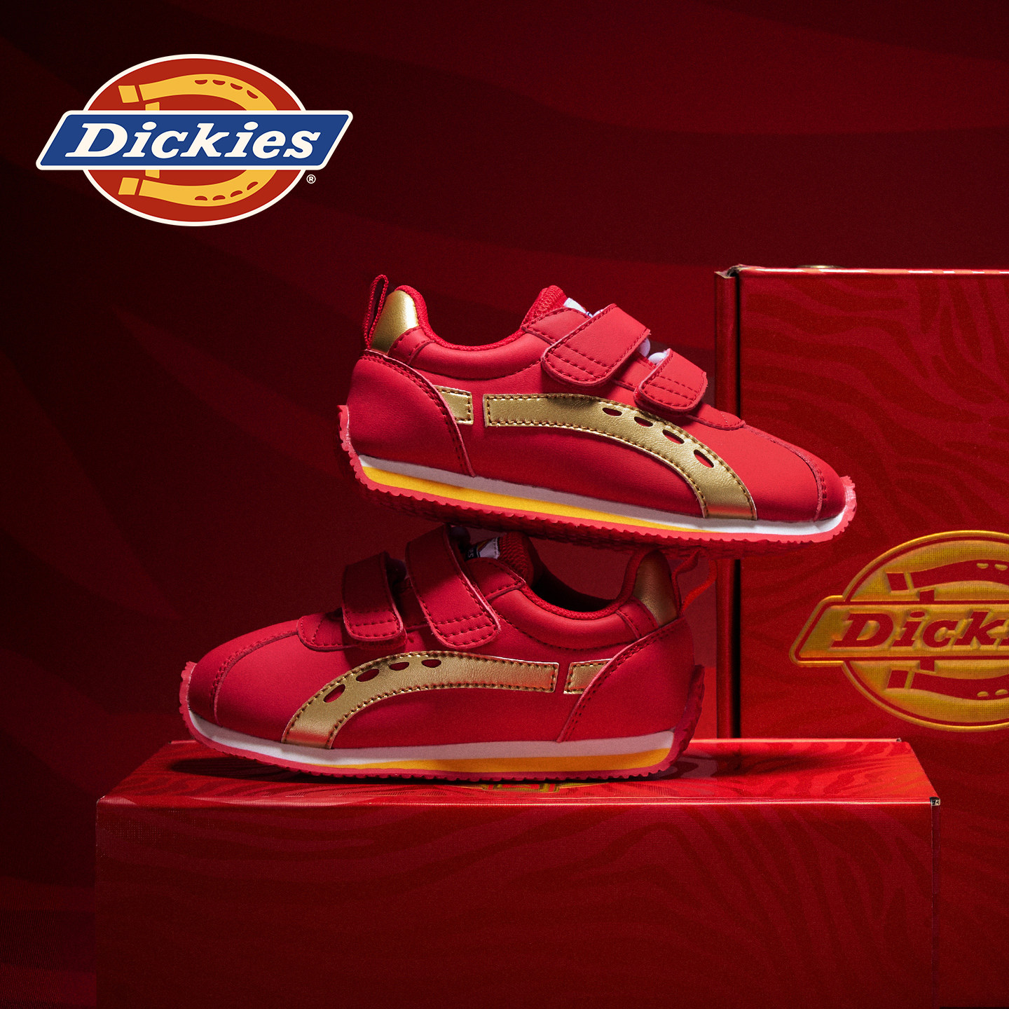 【新年限定款】Dickies童鞋中小童运动鞋男女童中国红休闲阿甘鞋