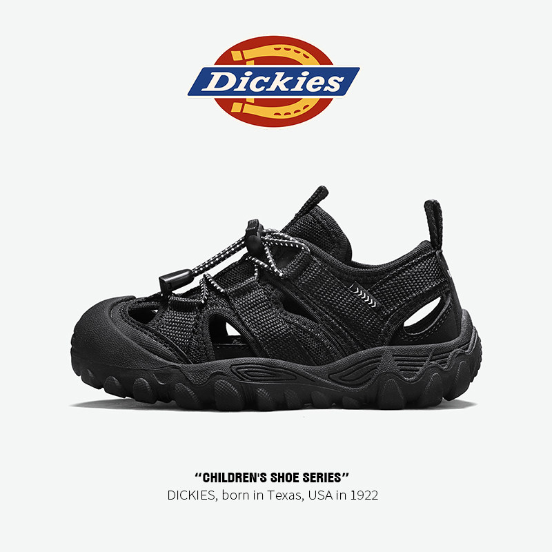 Dickies儿童黑色凉鞋男童溯溪运动鞋夏季2026新款女童防滑沙滩鞋