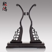 黑檀木团扇实木扇架扇托新中式 展示G架扇撑底座宫扇工艺扇子古风