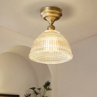 法式黄铜玻璃过道灯玄关入户门厅灯法式复古阳台灯走X廊阳光房吸