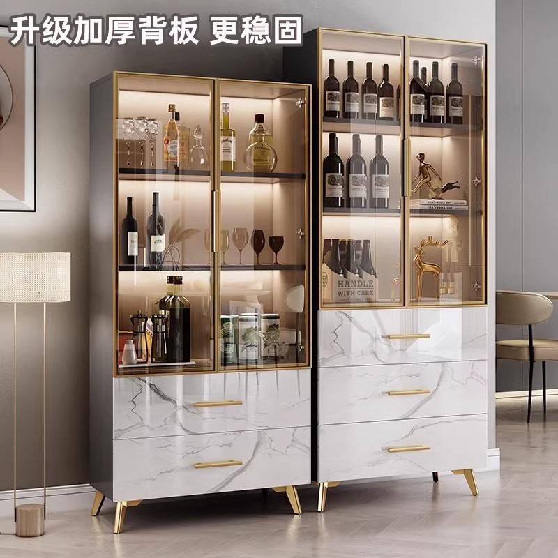 dnd现代简约酒柜边柜储物餐柜纳客厅靠墙化双门钢VXZ玻璃防尘收柜