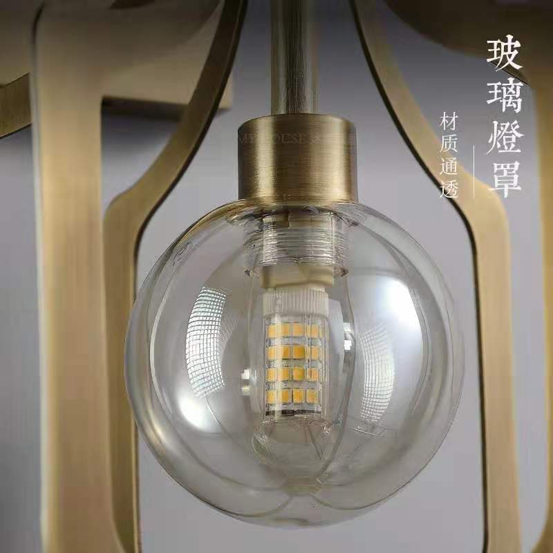 轻奢全铜中式灯设计师个性过道走廊墙灯卧室床头入户大门灯笼壁灯