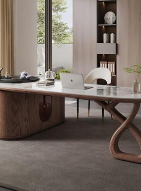 高茶档实木茶桌现代轻奢式室办公带茶具新中岩板NKF功夫泡茶桌泡