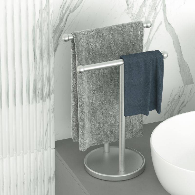 卫生间置物架不锈钢台面立式毛巾架台面抹布架挂杆厨房浴室
