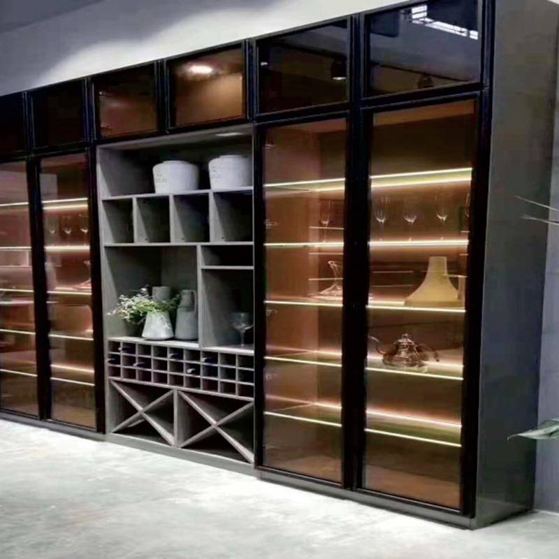 客厅酒柜家用隔断柜厂家全铝餐边柜欧式展示柜落地式玻璃红酒柜子