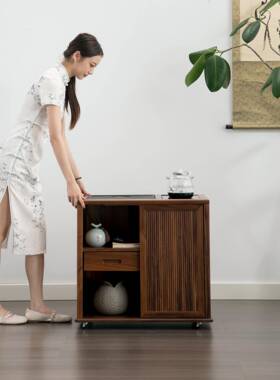 胡桃木水柜可移动泡体茶38380台实茶木茶几茶台茶烧水壶一茶水车