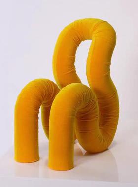 轻JHDZ奢极简房植绒几何凳子工艺品摆件样板植房书树脂绒工艺品装