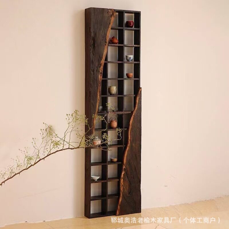 老榆木多宝阁展示柜酒店民宿壁挂茶具建盏陈列架文玩装饰博古架
