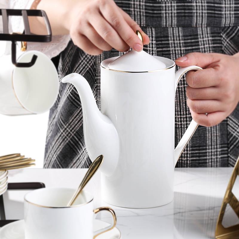 陶瓷茶壶家用大容量欧壶式白色茶陶花F76J9T68茶壶单壶泡茶沏茶壶