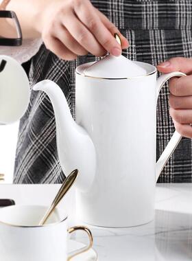 陶瓷茶壶家用大容量欧壶式白色茶陶花F76J9T68茶壶单壶泡茶沏茶壶