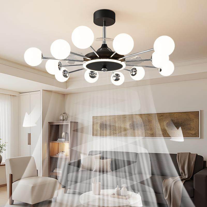 客厅风扇式吊灯复古魔豆灯法中眼厅古风一体餐无品牌/吊扇灯护中