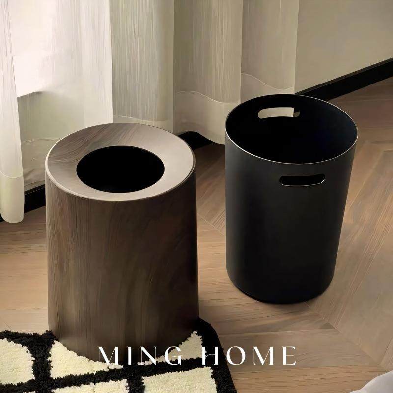 木垃圾纹绸绛M6aG桶高颜值客中古风厅家纸用厨房卫生间厕所轻奢大