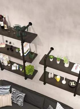 工业风上置架多JS-63458层家物用客厅收卧室墙纳架铁艺水管壁挂书
