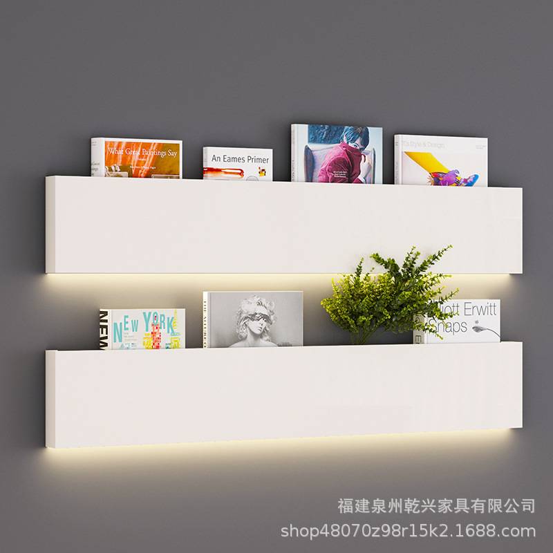 铁艺装饰架客厅层板收纳展示架创意发光墙上置物架杂志架壁挂墙面