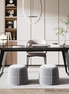 AF7679S6M10L铁艺实心板桌腿支架板大理石办钢公餐桌台黑色书岩底