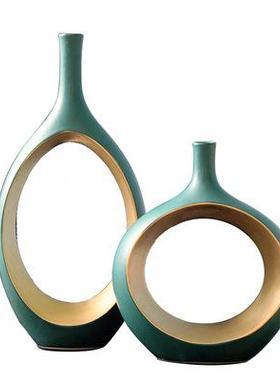 现代轻奢欧式花瓶件ATZ客厅插陶花约创意家居电视柜简酒柜瓷装摆