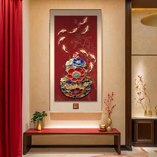 九纳福玄关装饰中式入鱼户正对新门挂画葫芦寓意好走97615854画廊