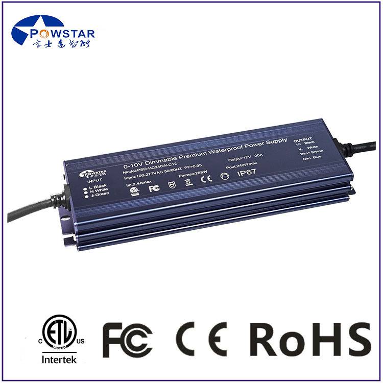 0-10V调光200W防水恒压开关电源12V24V36V48V输出