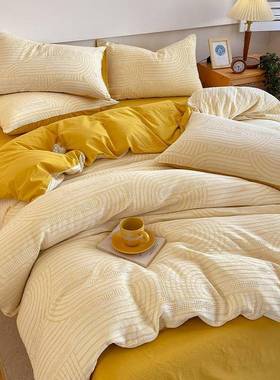 全可棉层三四件套a类母婴级纯棉CRN床单被套纱简约单双人床机洗