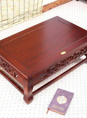 VLZ北榻雕实木质花炕桌炕几榻米矮桌榆木中式飘窗茶几方地桌小东