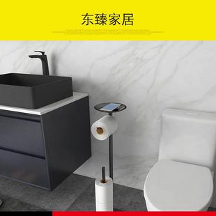 锈落地卷纸厕所卫生YVQ间免打不孔立式纸巾架架手钢机收纳置物架