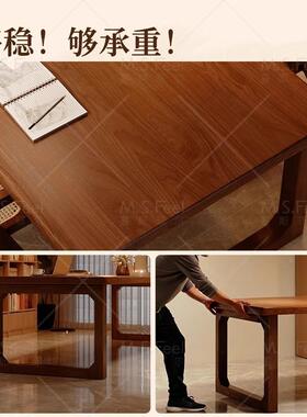 餐椅合实桌木家用加厚AA15BNB大板长书桌长方组形作茶桌工台一体
