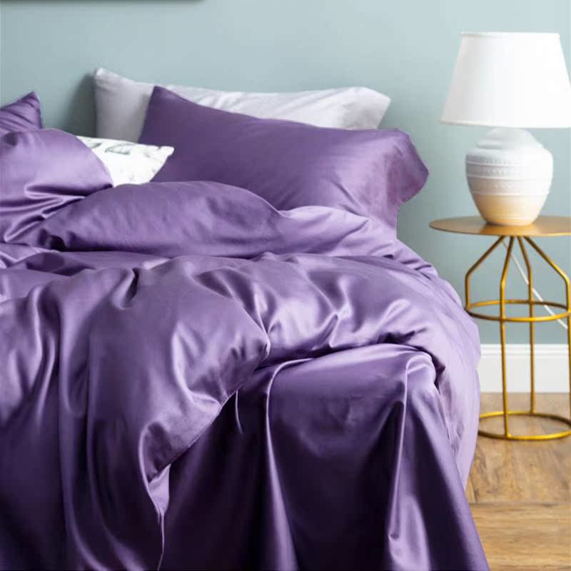 J6DA简约80支埃及长绒棉贡缎四件套1.5米纯棉床单被套1.8m双