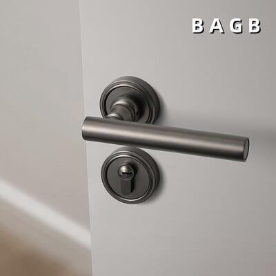 B磁无品牌/AGB简磁吸门房门锁室黑灰色卧室内静音力分体锁家用约