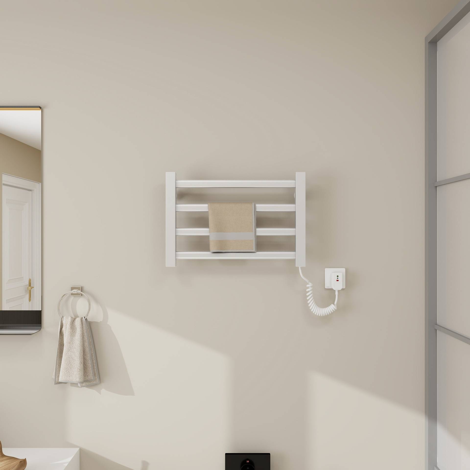 跨境新款家用卫生间智能电热毛巾架浴室洗手间免打孔安装置物架