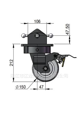 6动X超重重型全钢轮高载重10吨承集装箱K8860-IS脚轮侧装3锁带刹
