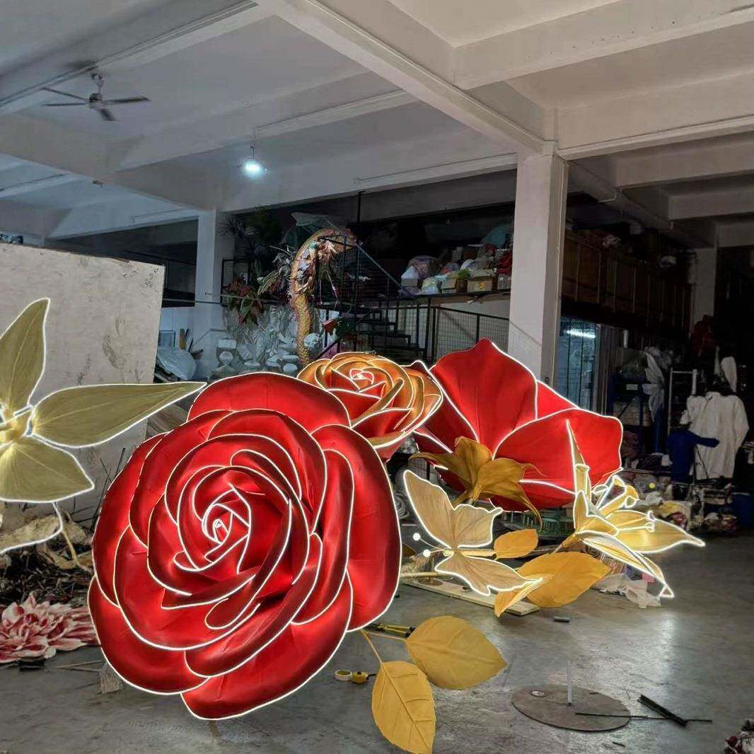 花牡2025巨型玫瑰景区美陈网红打卡拍灯照商场情人节活动布置发光
