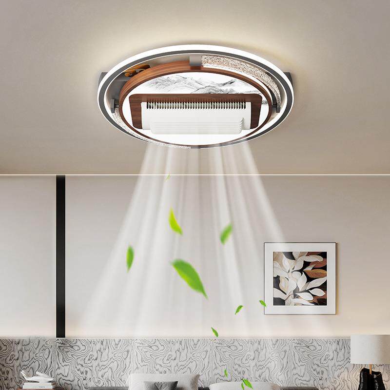 新中式无叶隐形风扇中吸顶灯2主0XSS25新款全屋客厅卧灯室餐厅山