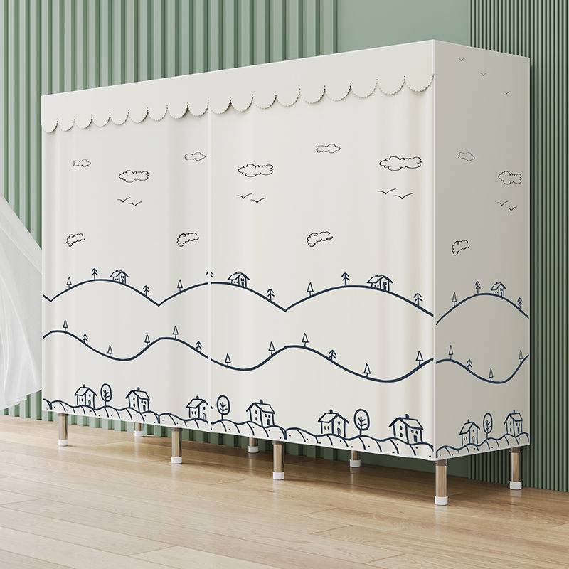 全钢架简易衣柜家用卧室布衣柜出租房多层收纳柜整理柜衣橱挂衣架