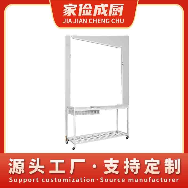 服装店展示架铁艺服装架加粗挂衣架带轮子落地衣架带篮跨境亚马逊