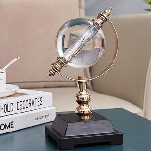 书房厅欧式 饰简约玄关样板间客奢风电轻视柜摆 DTV水晶品球桌面装