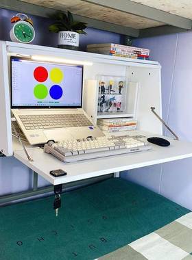 宿舍上电脑桌上铺铺悬下空桌床头桌学习AL102197桌装床帘内折床叠