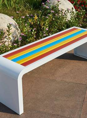 不锈钢长凳靠背防30499腐塑木长条小凳区椅座休闲椅凳子公外园椅