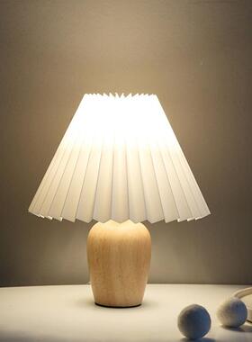 小原木新式巧复古T004百褶罩花瓣夜台灯民宿装饰木艺术中房头间床