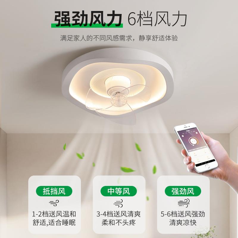 卧室风扇灯现代简约餐厅护眼吸顶灯摇头静音主卧灯儿童房灯具26