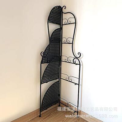 墙落地客厅拐架转角多角层现代铁艺书架卧室角置物HT-Y0187花架