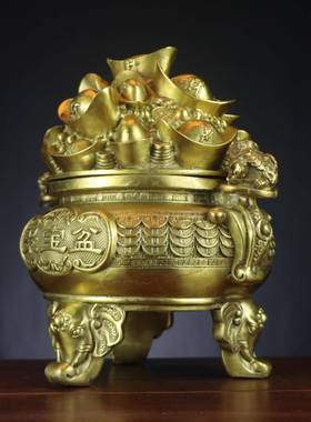 0117宝杨铜记铜聚宝盆元宝宝聚金盆蟾如意金钱聚盆